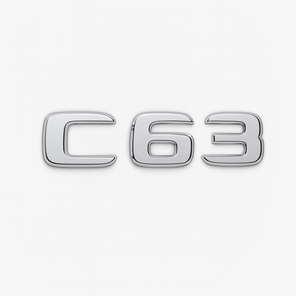 Badge arrière - Mercedes V8 BITURBO C63 AutoTouch   AutoTouch C63 - Chrome