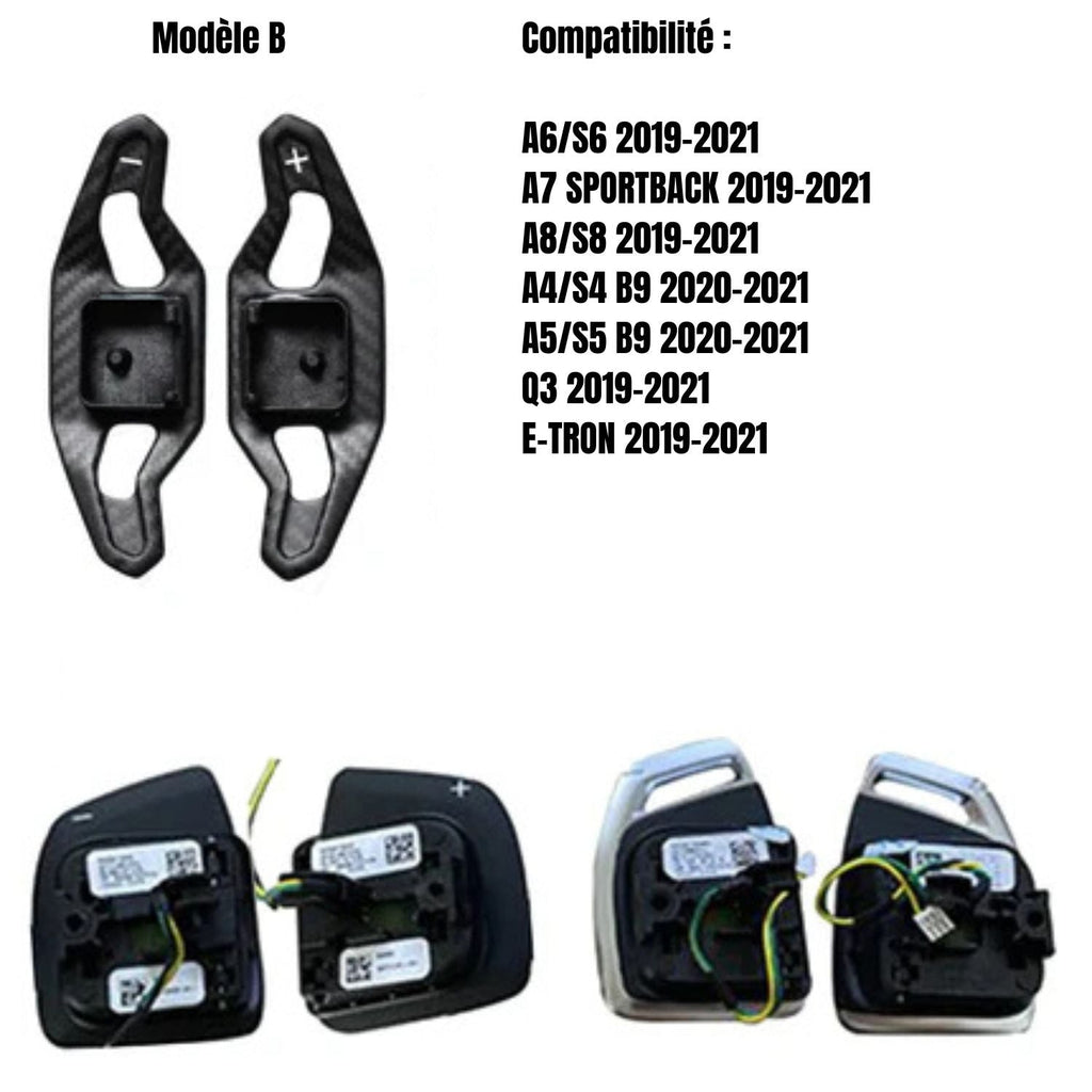 Palettes de changement de vitesse - Fibre de carbone - Audi AutoTouch   AutoTouch Carbone Mat - Modèle B