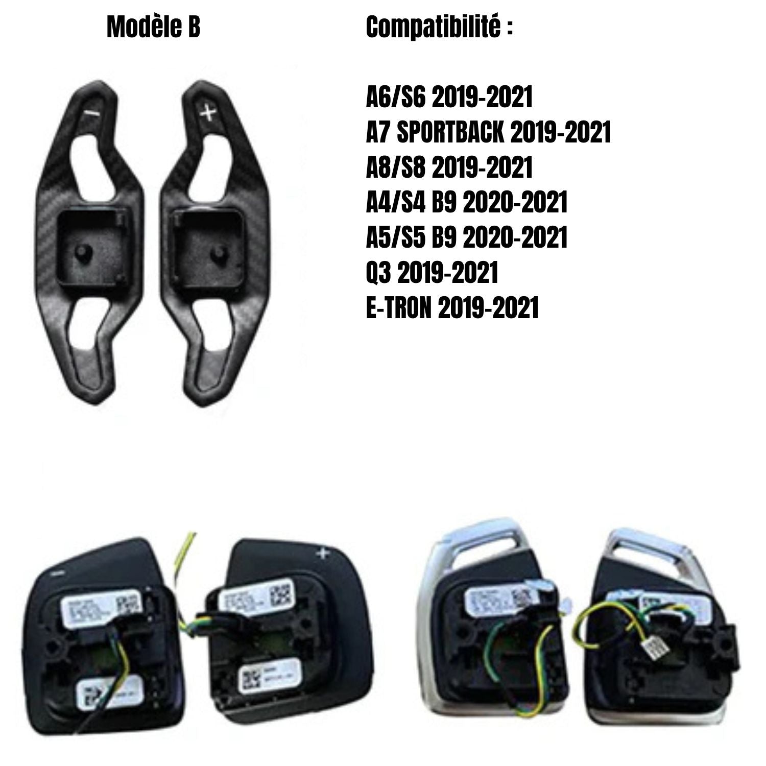 Palettes de changement de vitesse - Fibre de carbone - Audi AutoTouch   AutoTouch Carbone Mat - Modèle B