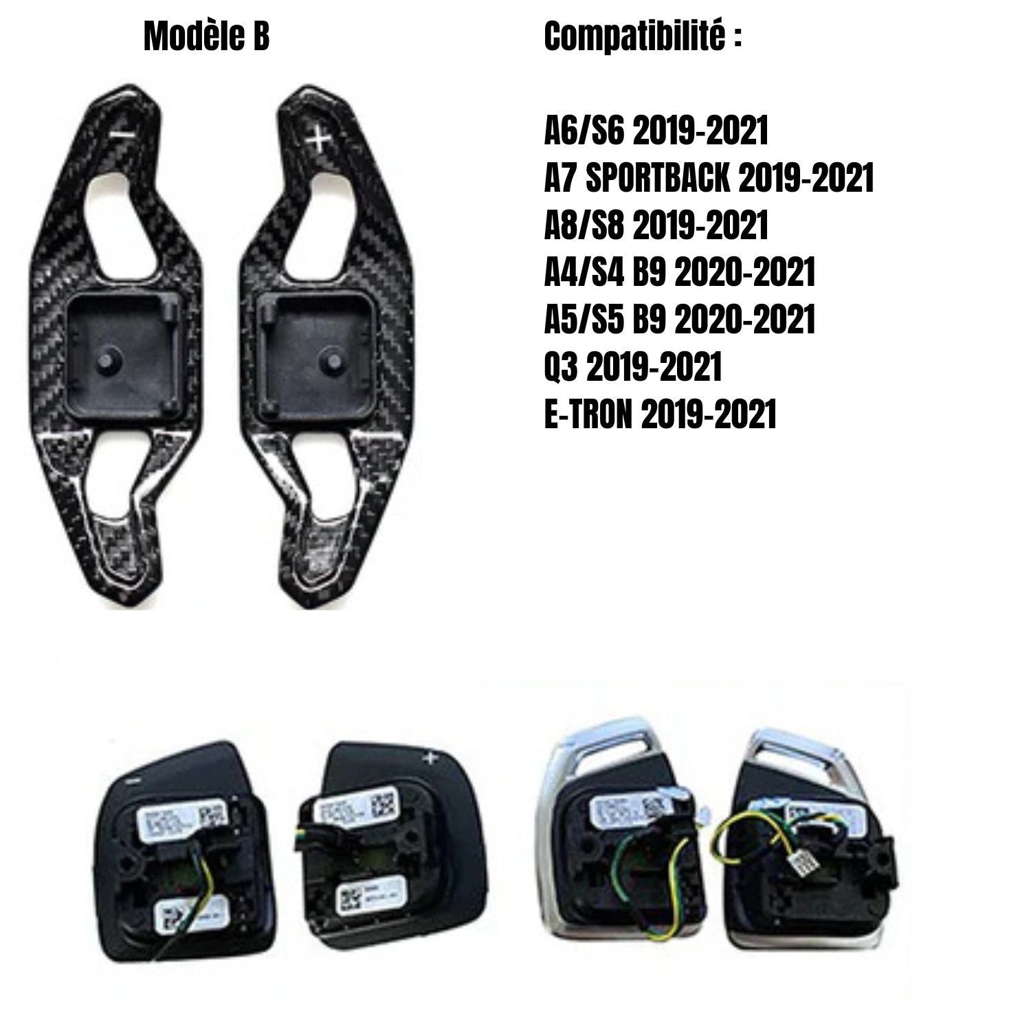 Palettes de changement de vitesse - Fibre de carbone - Audi AutoTouch   AutoTouch Carbone Brillant - Modèle B