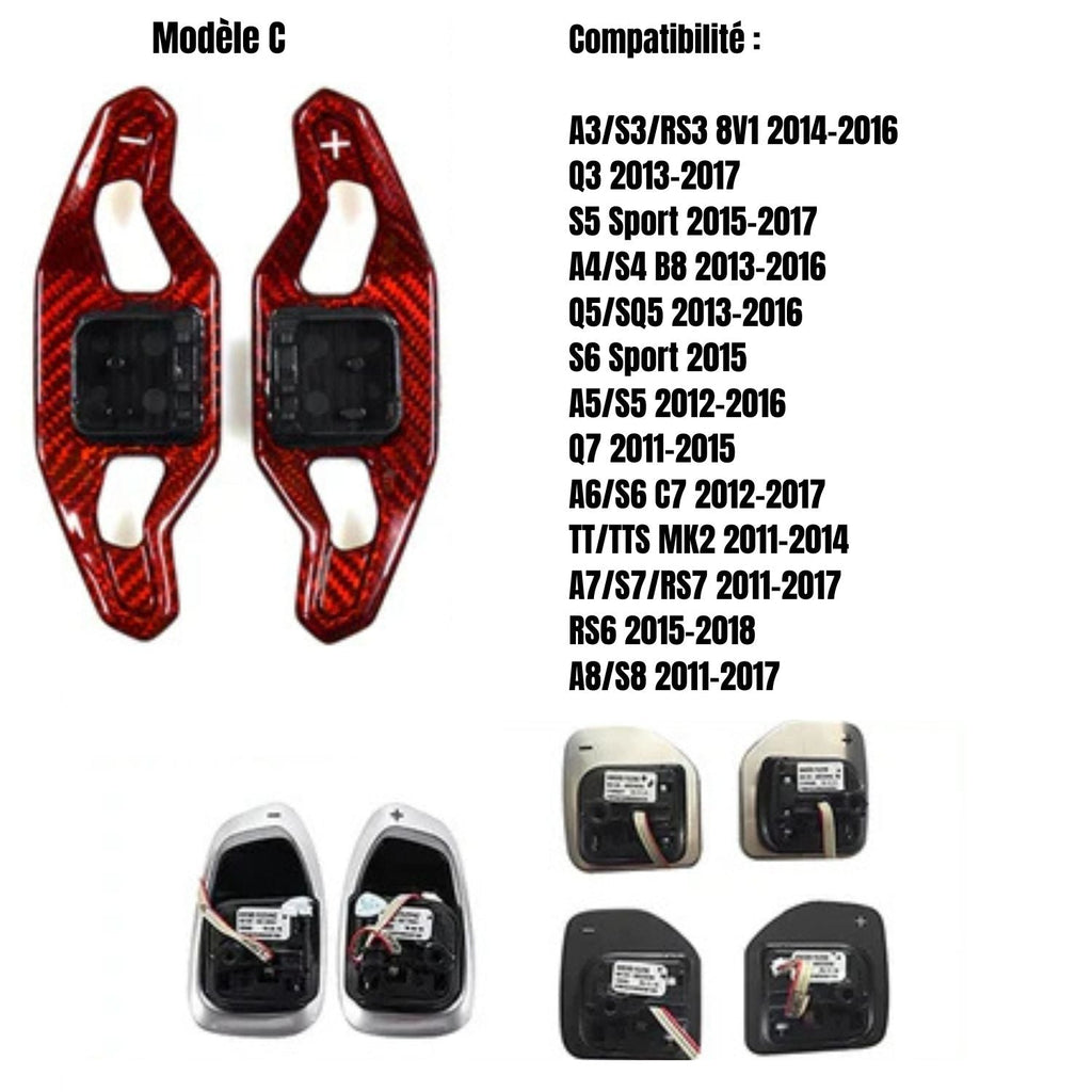 Palettes de changement de vitesse - Fibre de carbone - Audi AutoTouch