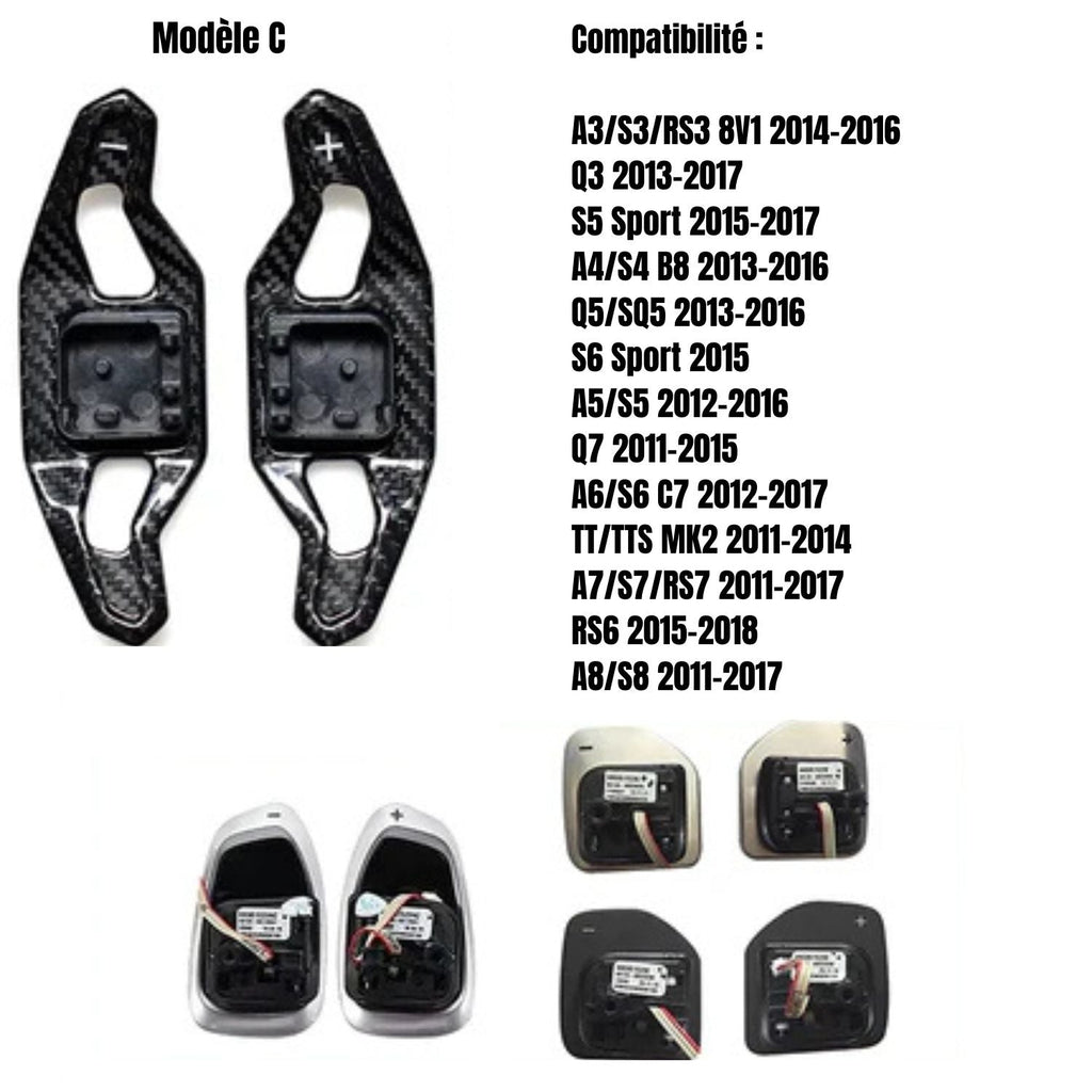 Palettes de changement de vitesse - Fibre de carbone - Audi AutoTouch